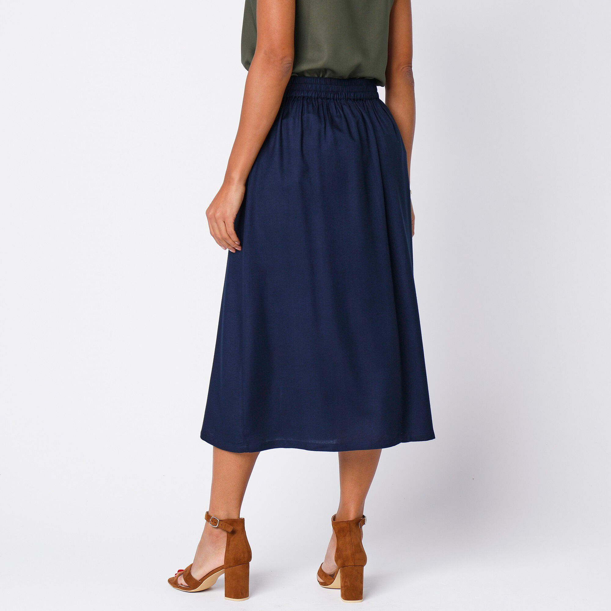 Jupe boutonnée fluide unie, spéciale petites