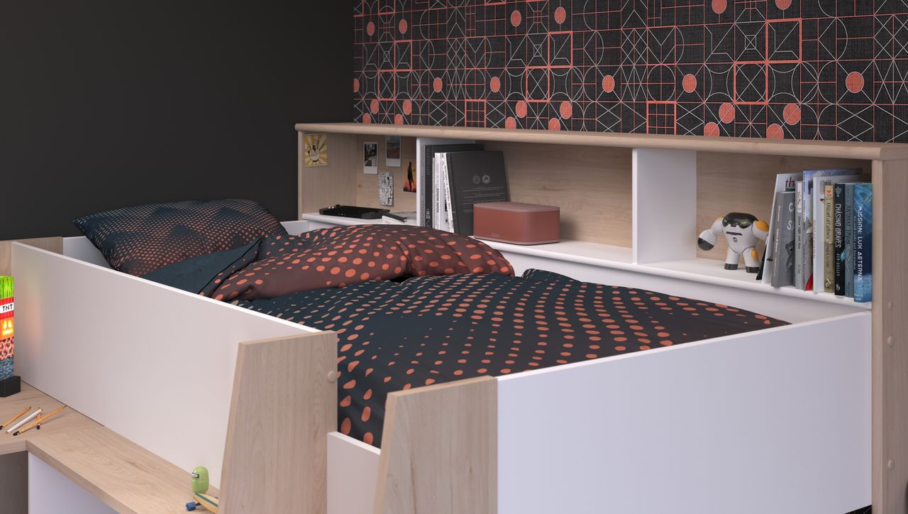 Parisot Hochbett Lucas mit ausziehbaren Schreibtisch