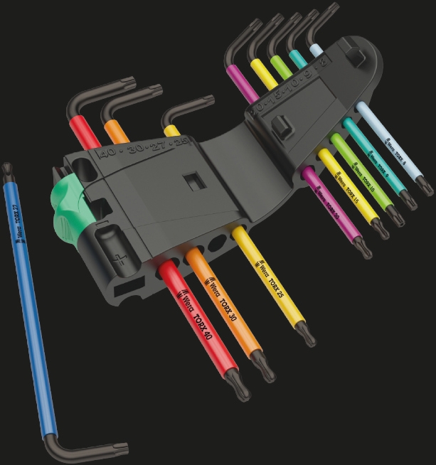 Wera 05073599001 967 SPKL/9 Bo Mehrfarbiges Torx-L-Schlüsselset 9-teilig Blacklaser