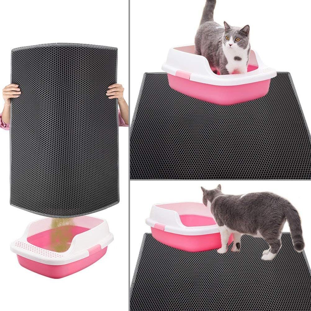 Blusmart Katzentoilette Katzenstreu Matte, KatzenstreuUnterleger Waben Doppelte 2 Schicht Urinbeständiges