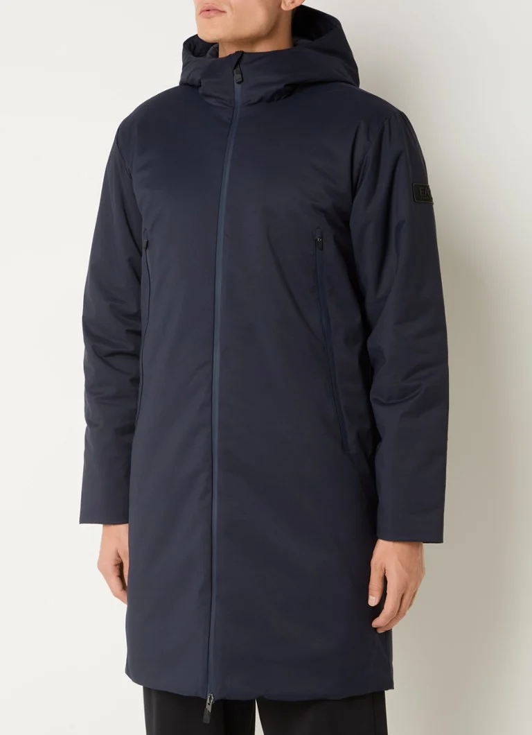 Emporio Armani Caban polsterēta vējjaka ar rāvējslēdzēja kabatām un kapuci