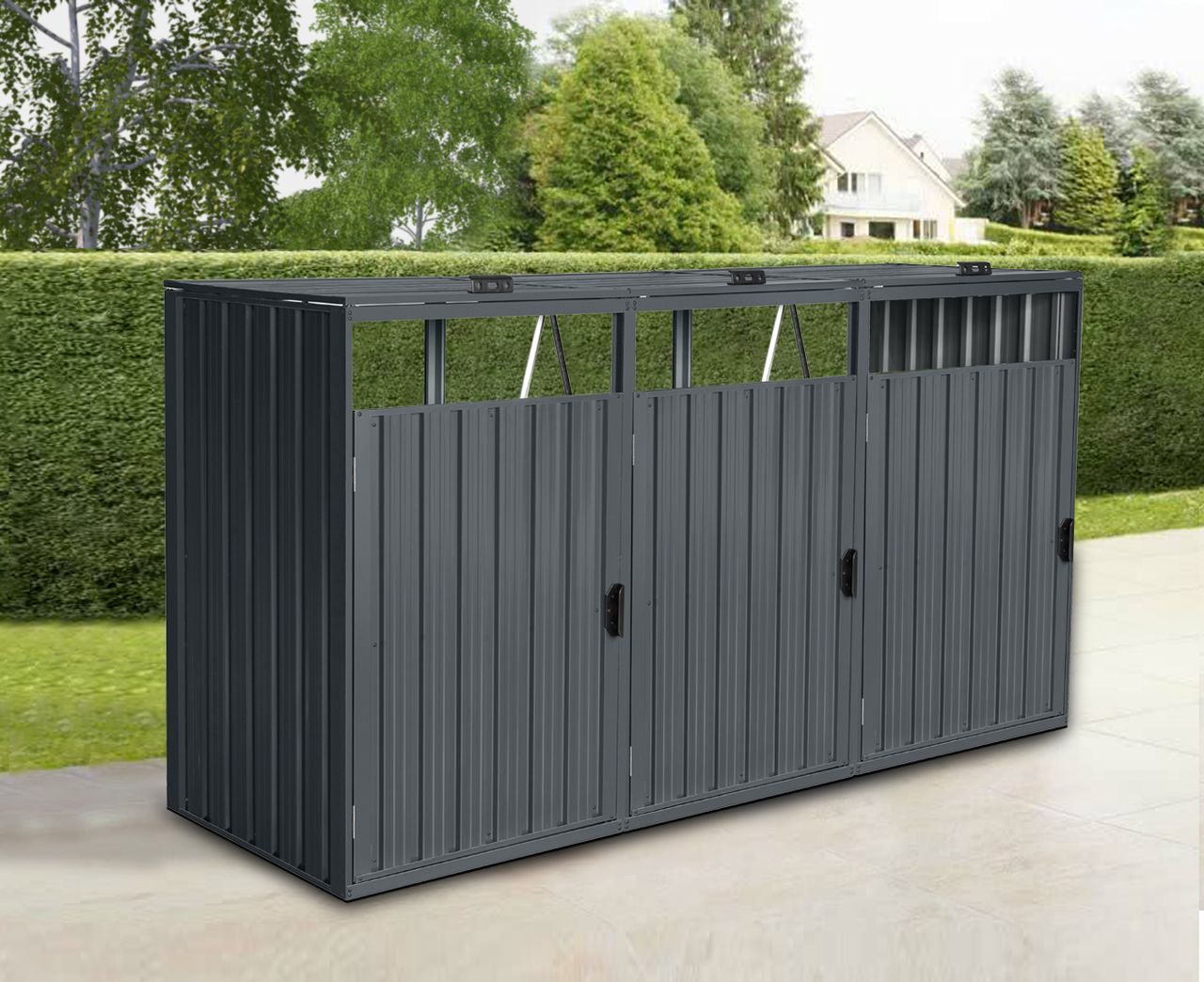 Home Deluxe Mülltonnenbox CUBO - 3x 240 L
