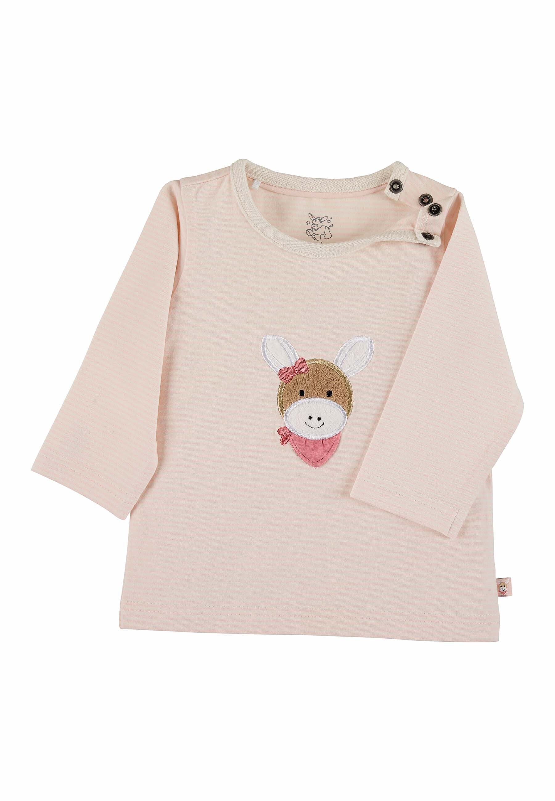 GOTS Langarm-Shirt Esel Emmi Girl, Rosa geringelt