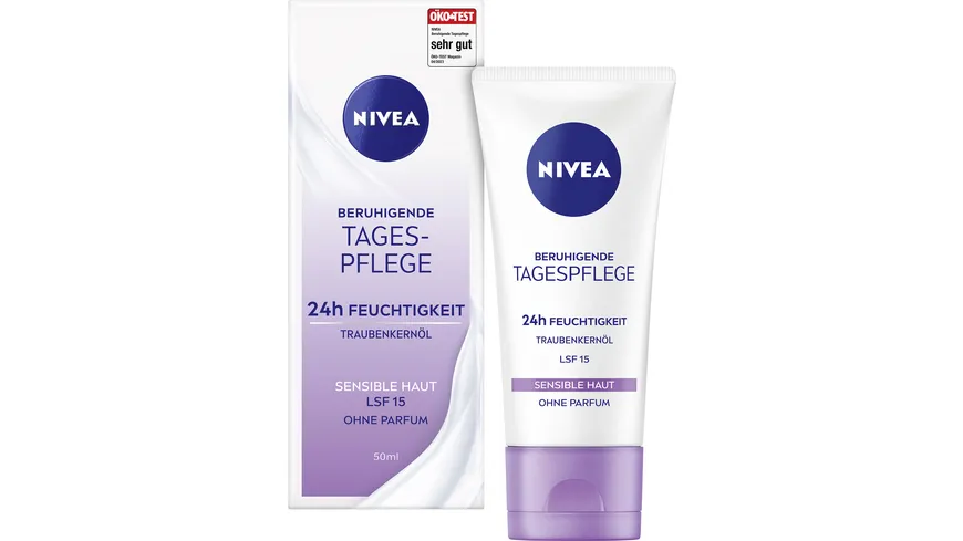 NIVEA Beruhigende Tagespflege 24h Feuchtigkeit Sensible Haut LSF15 50 ml