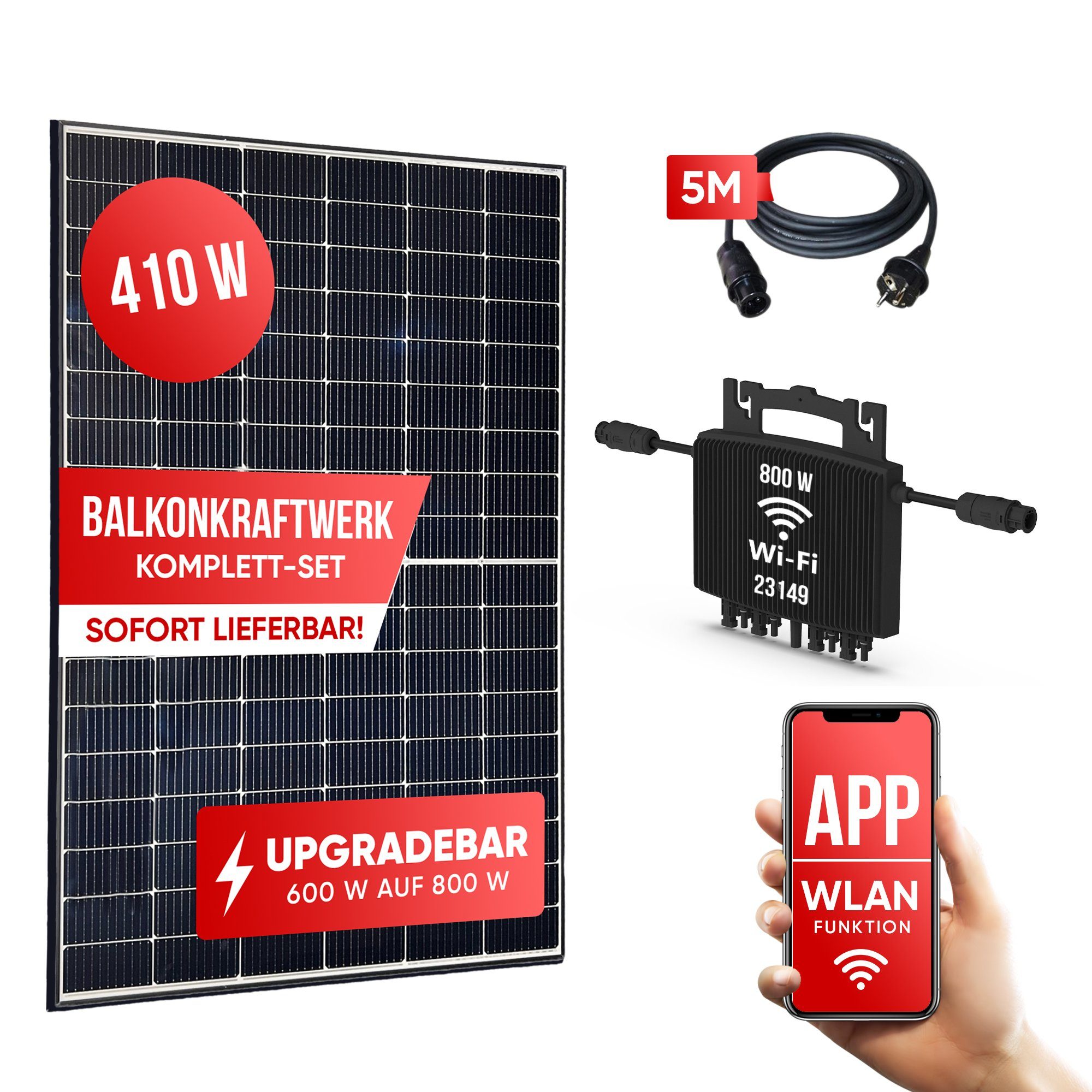 Jet-Line Solaranlage Balkonkraftwerk 410 W 800 W drosselbar Photovoltai
