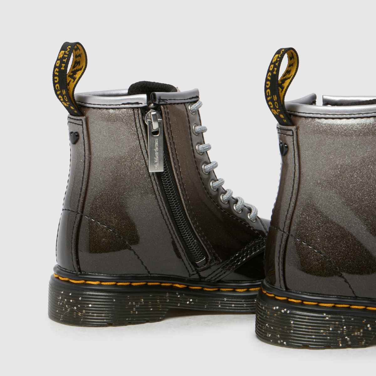 Dr Martens svarta & silverfärgade 1460 glitter flickstövlar