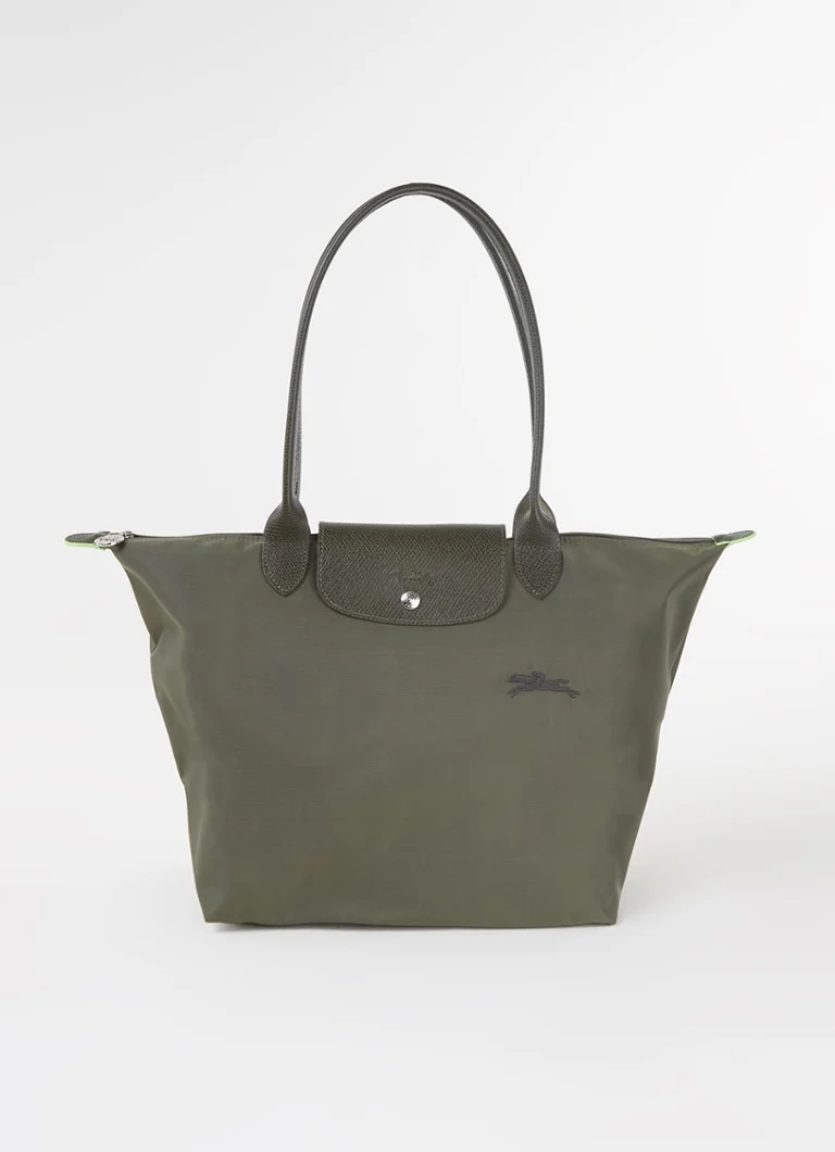 Longchamp Le Pliage Vihreä olkalaukku L nahkayksityiskohdilla