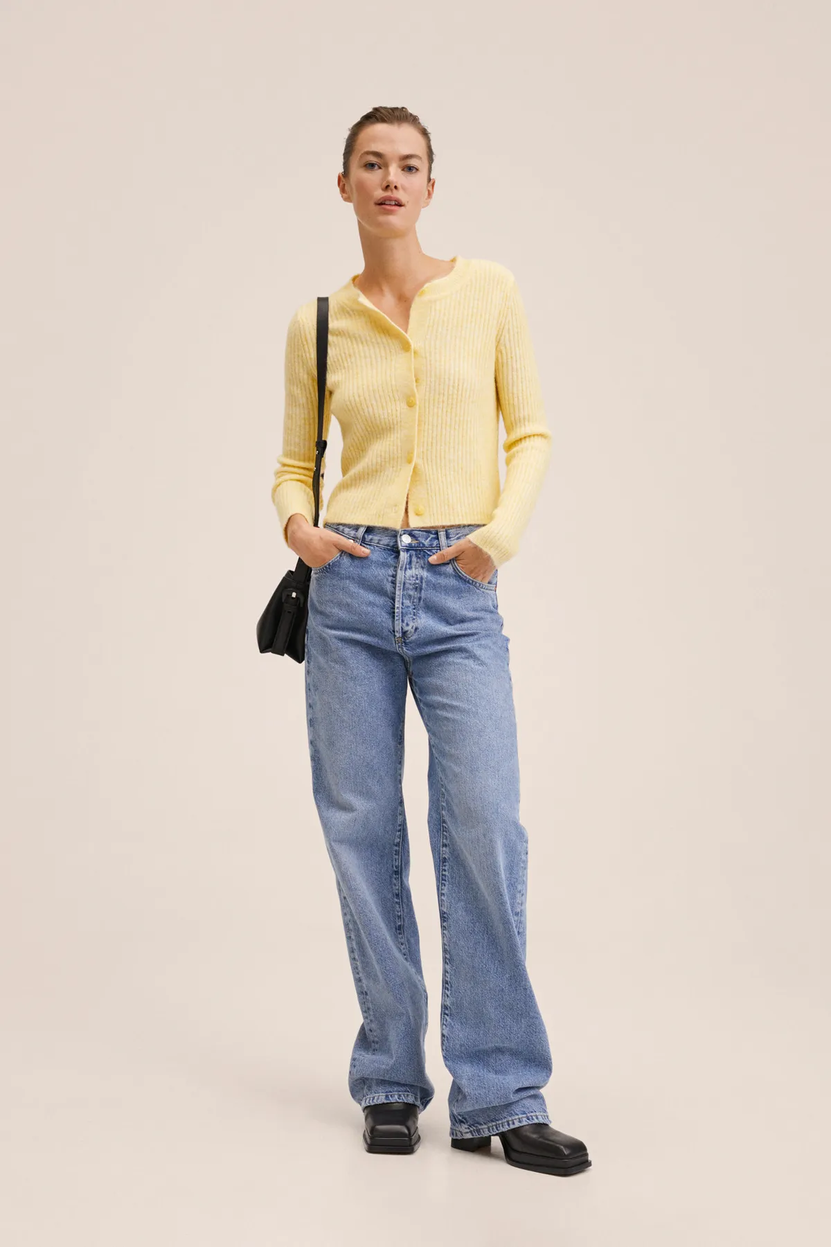 MANGO  Strickjacke - Gelb - Slim Fit