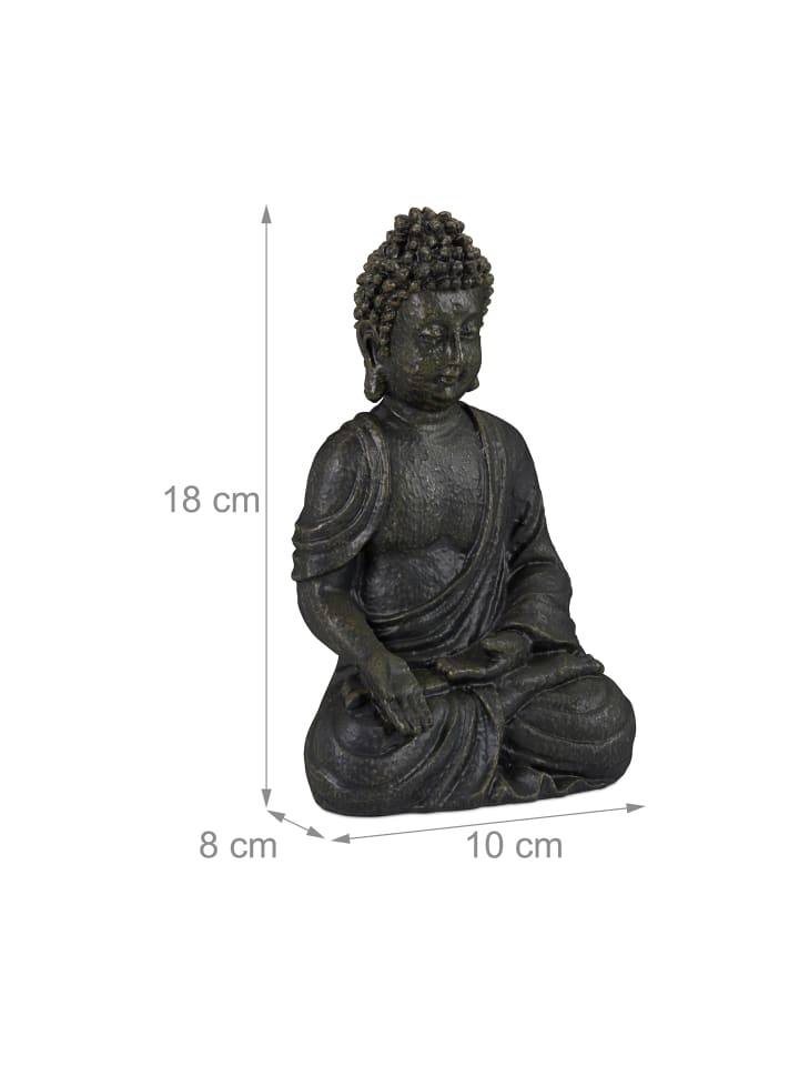 relaxdays Buddha Figur in Dunkelgrau - (H)18 cm günstig kaufen onesize