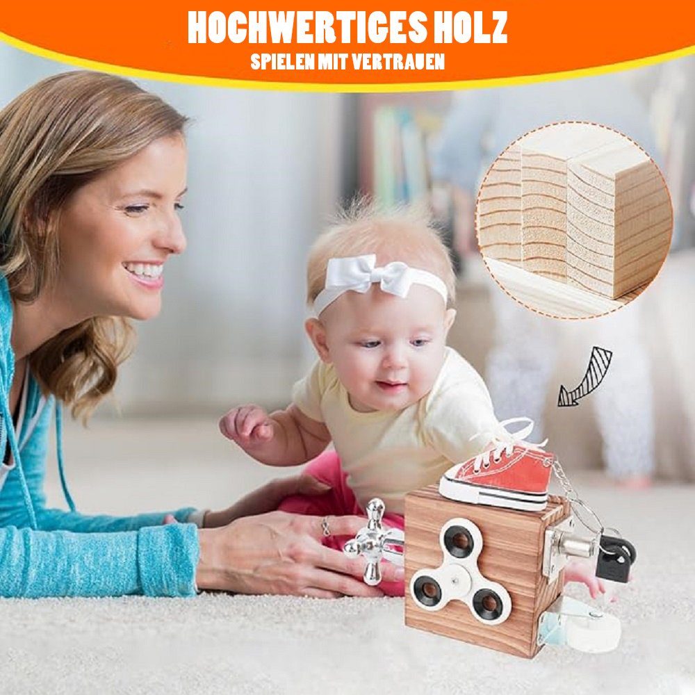 LBLA Lernspielzeug Busy Activity Cube Motorikwürfel Montessori Spielzeug, Aktivitätswürfel Spielzeug Fidget Cube Stresswürfel für Kinder