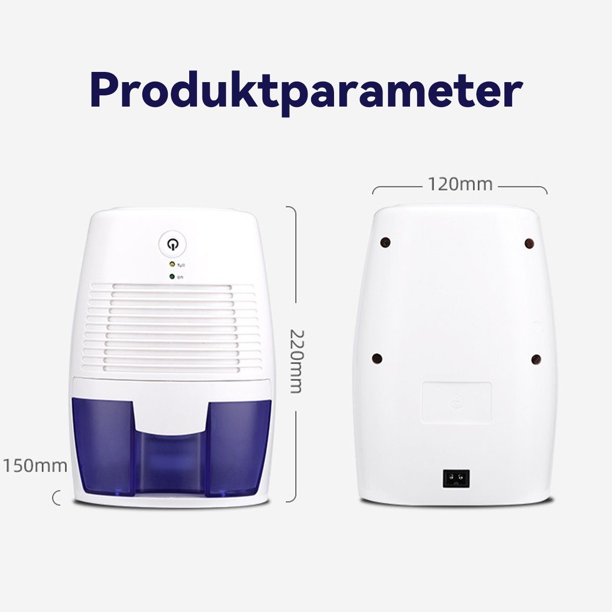 Hikeren Luftentfeuchter 23W Entfeuchter,250ml/Tag,bis 15m²,500ml,Schimmelfest,Luftreiniger, Entfeuchtung 0,25 l/Tag