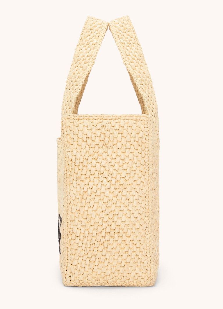 LOEWE Font Pieni raffiasta valmistettu ostoslaukku