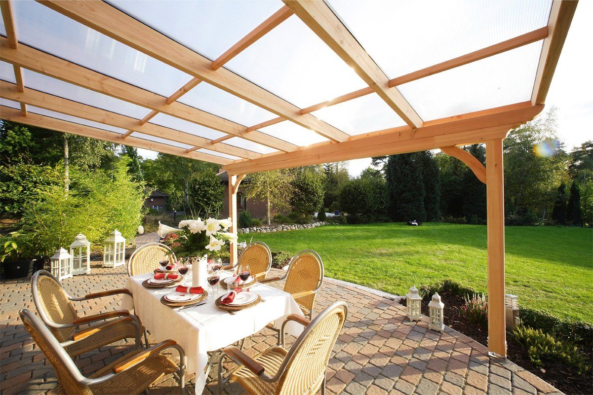 Skanholz Terrassendach Ravenna, BxT: 648x250 cm, Bedachung Doppelstegplatten, 648 cm Breite, verschiedene Tiefen