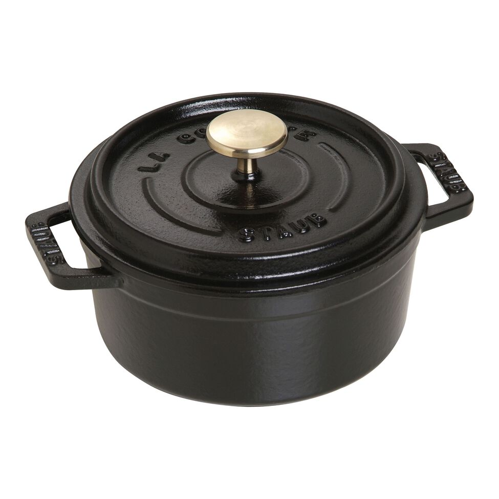 Cocotte 12 cm, rund, Schwarz, Gusseisen