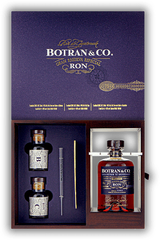 Botran & Co.Gran Reserva Especial 75th Aniversario und 2 x 50ml Miniaturen zum Verfeinern Botran & Co.Gran Reserva Especial 75th Aniversario und 2 x 50ml Miniaturen zum Verfeinern 75 Jahre Casa Botran Jubiläums Edition - Limited Edition. 0,6	 Liter -