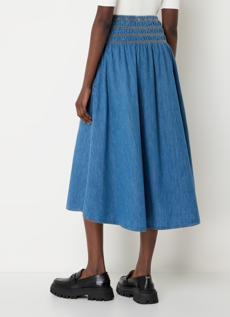 Gonna midi in chambray Maje con tasche laterali