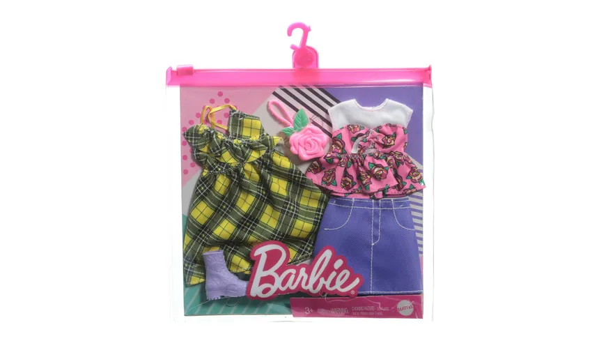 Barbie Moden 2 Outfits und 2 Accessoires für die Barbie Puppe, 1 Stück, sortiert