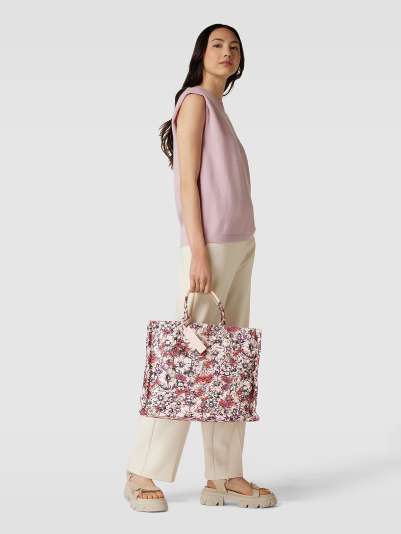 Tote Bag mit Allover-Muster Modell 'NEVER' in koralle