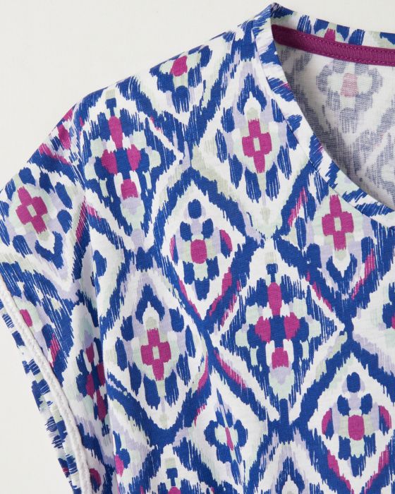 Chemise de nuit fantaisie maille peigné pur coton peigné