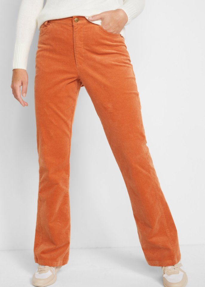 Stretch-Cord-Schlaghose mit High-Waist-Bequembund