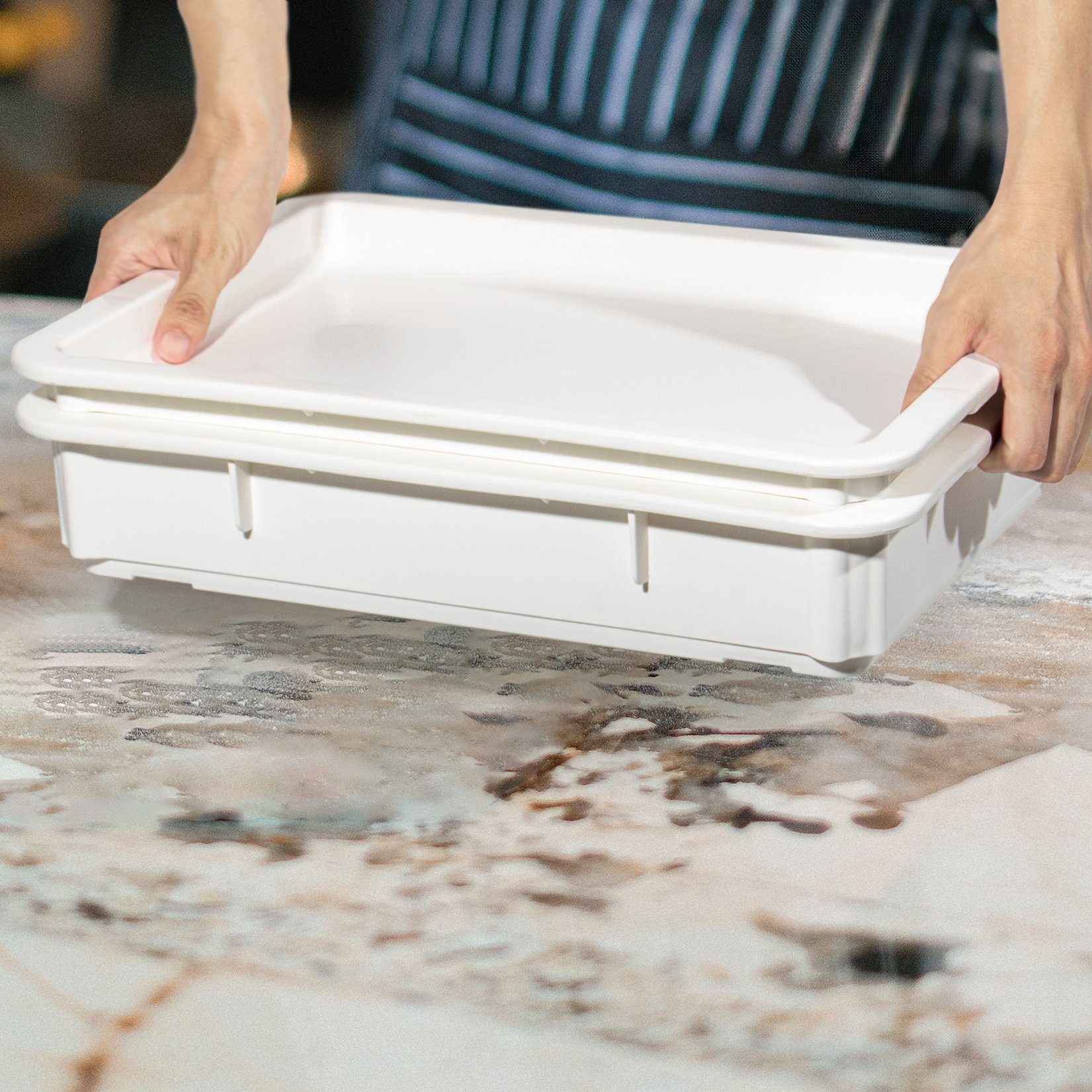 GREELUE Aufbewahrungsbox Pizzaballenbox mit deckel, 45*31*11 cm, Teigballenbox für brotteig, pizzateig, Gärbox Teigbox Hefekiste, (1x Box mit Deckel)