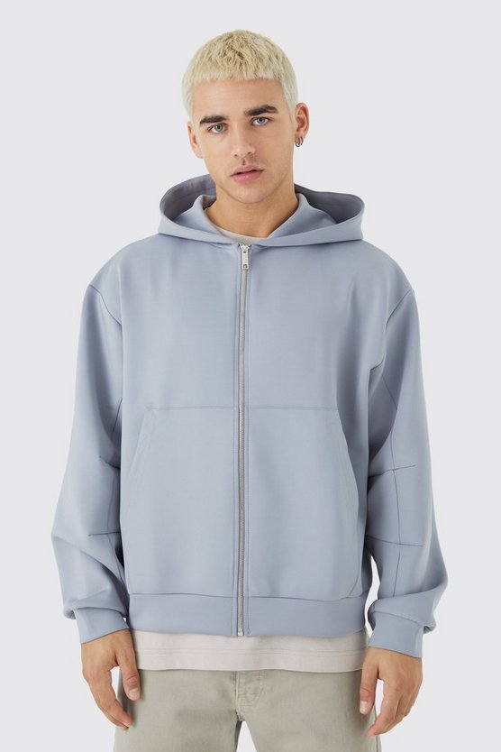 Kastiger Oversize Scuba-Hoodie mit Reißverschluss