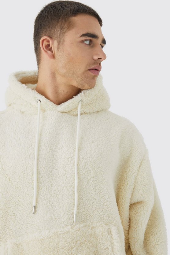 Kastiger Oversize Borg-Hoodie