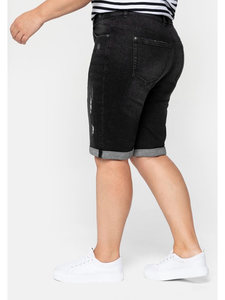 sheego Jeans-Bermudas in black used Denim günstig kaufen