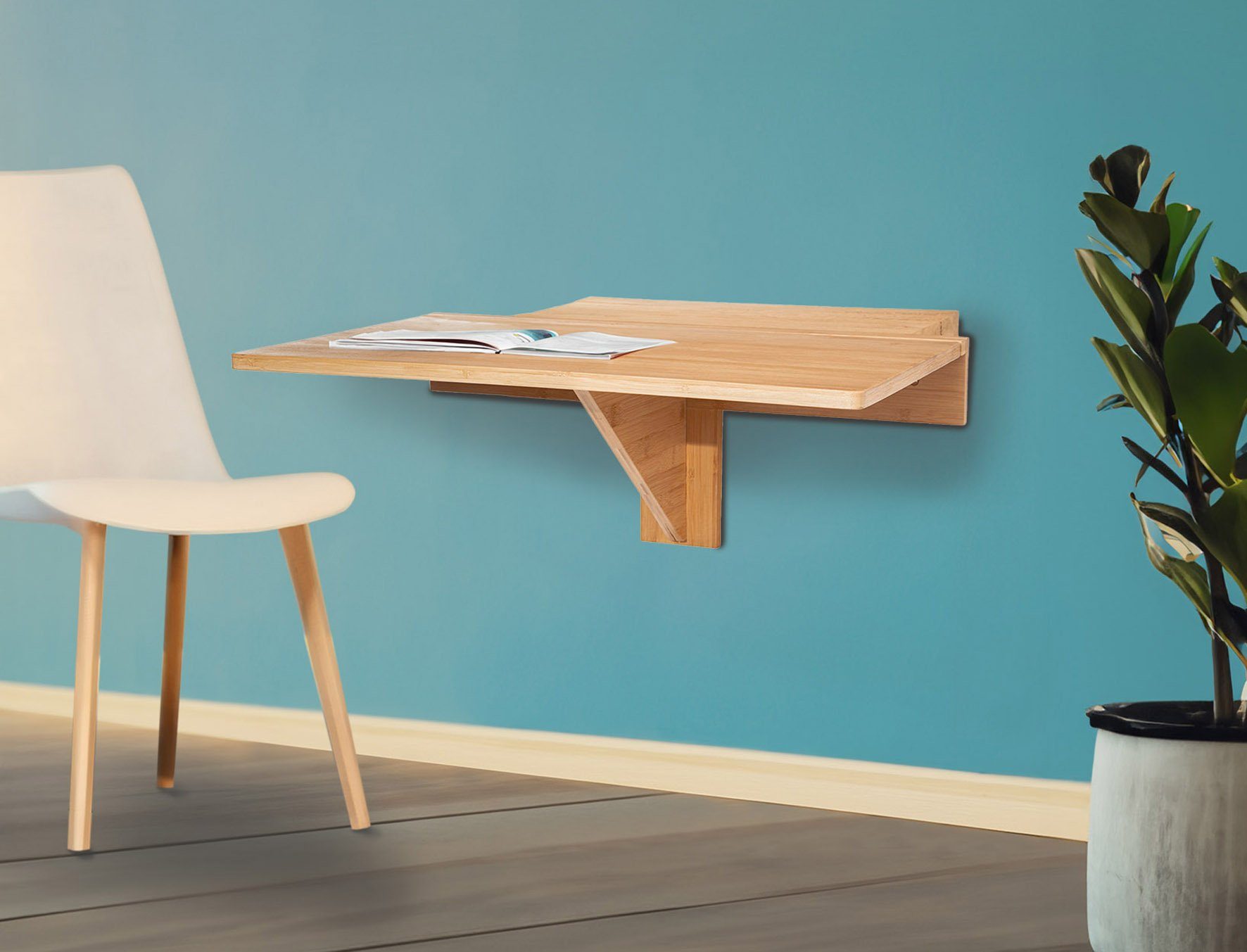 Spetebo Klapptisch Holz Wandtisch klappbar - 60 x 40 cm (Packung, 1 tlg), Klapptisch platzsparend zur Wandmontage