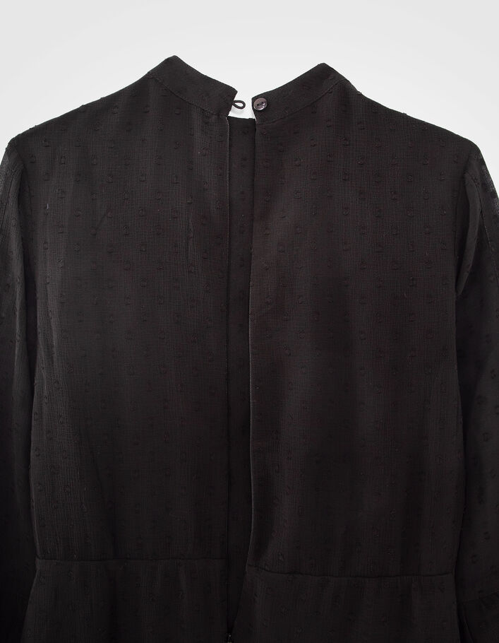 Robe noire jacquard plumetis à plastron fille