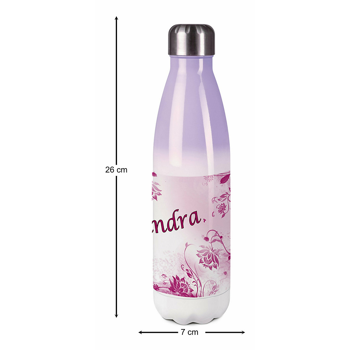 Edelstahl Kinder Thermoflasche / Trinkflasche bunt Blumenranke Farbe brombeere Spülmaschinenfest, Auslaufsicher, Bruchfest, Doppelwandig, Für Heißgetränke geeignet, Mit Deckel, Isoliert