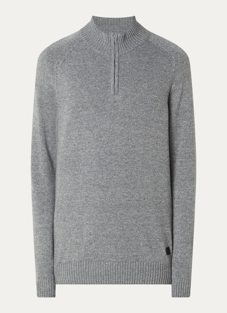 Lyle & Scott Saddle finomkötésű kasmírkeverék pulóver félcipzárral
