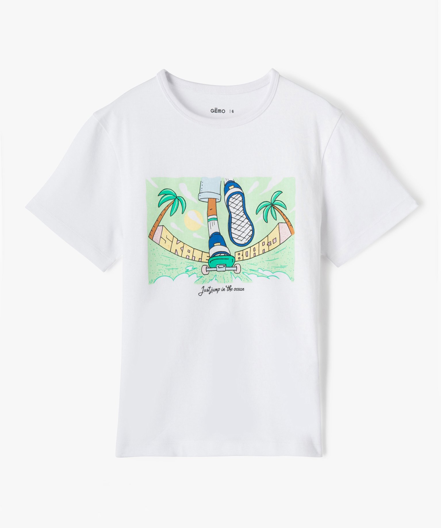 Tee-shirt Garçon à manches courtes avec motif estival blanc | GEMO
