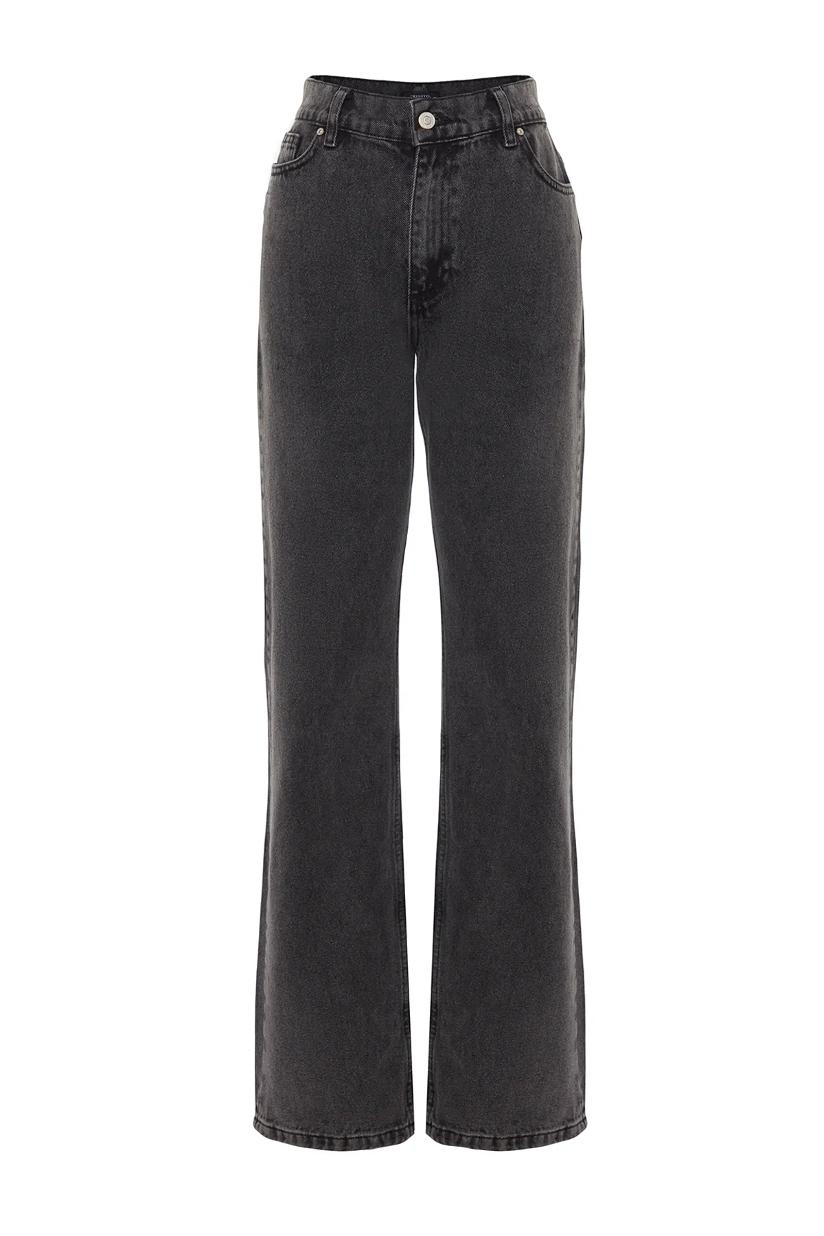 Trendyol Collection  Anthrazitfarbene Jeans mit niedriger Taille und weitem Bein TWOAW23JE00566