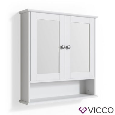 Vicco Badezimmerspiegelschrank Spiegelschrank Badspiegel mit Ablage 2 Türen 58x56cm BIANCO Weiß