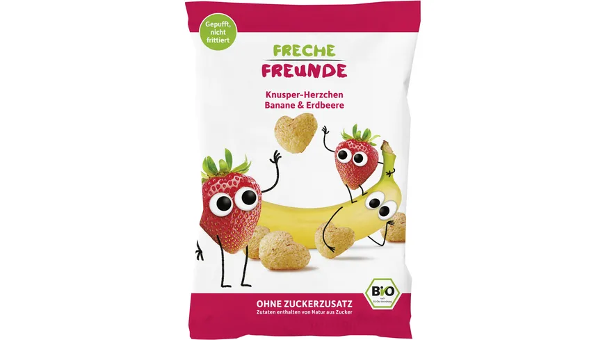 Freche Freunde Bio Knusper-Herzchen Banane & Erdbeere 30 g