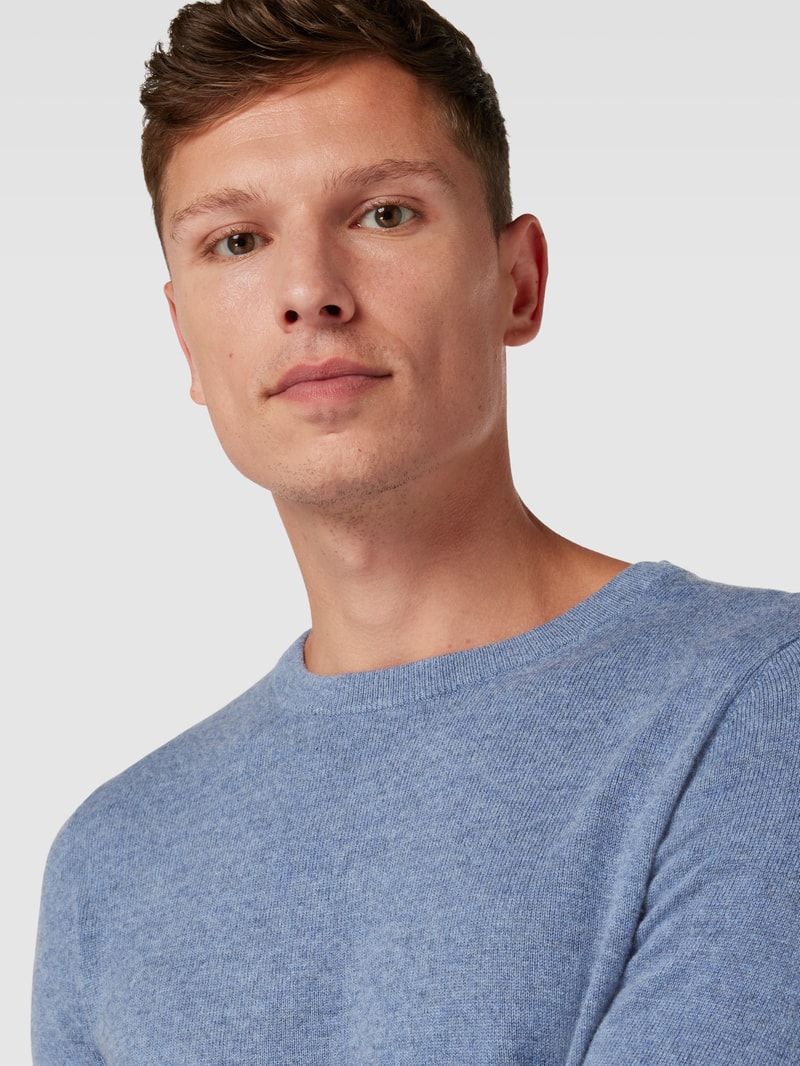Strickpullover in melierter Optik in rauchblau meliert