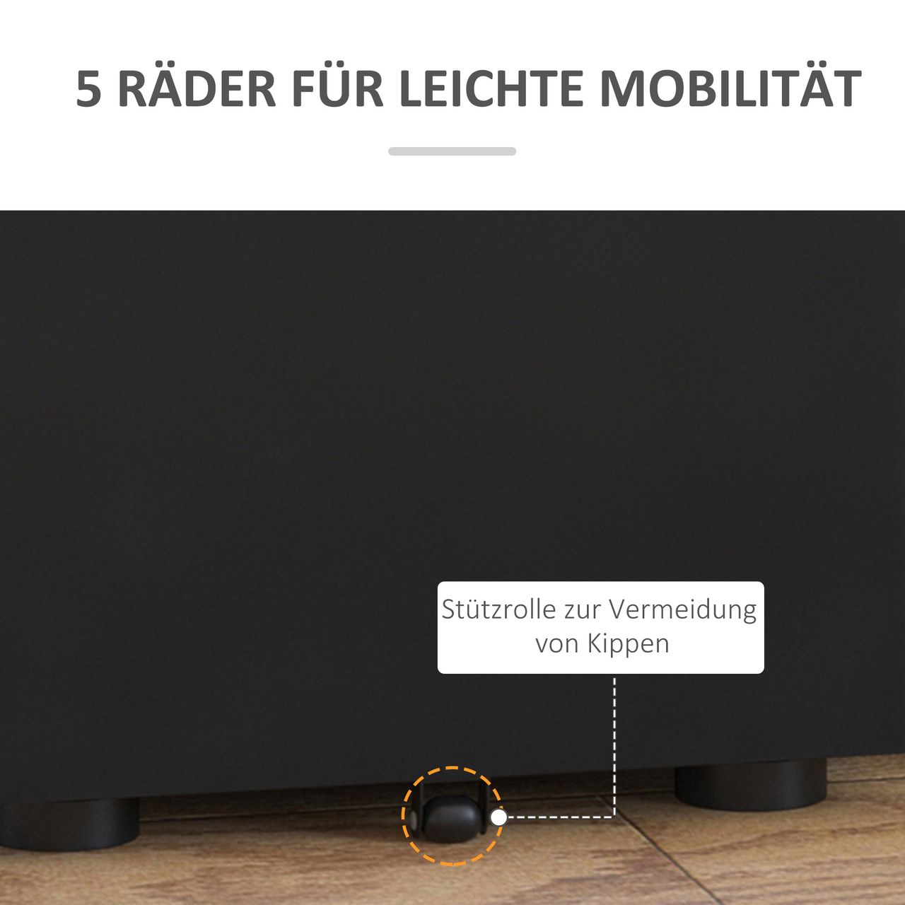 Vinsetto Rollcontainer, mobiler Aktenschrank mit 3 Schubladen, Büroschrank, Aufbewahrung, Stahl, Schwarz, 39 x 48 x 59 cm