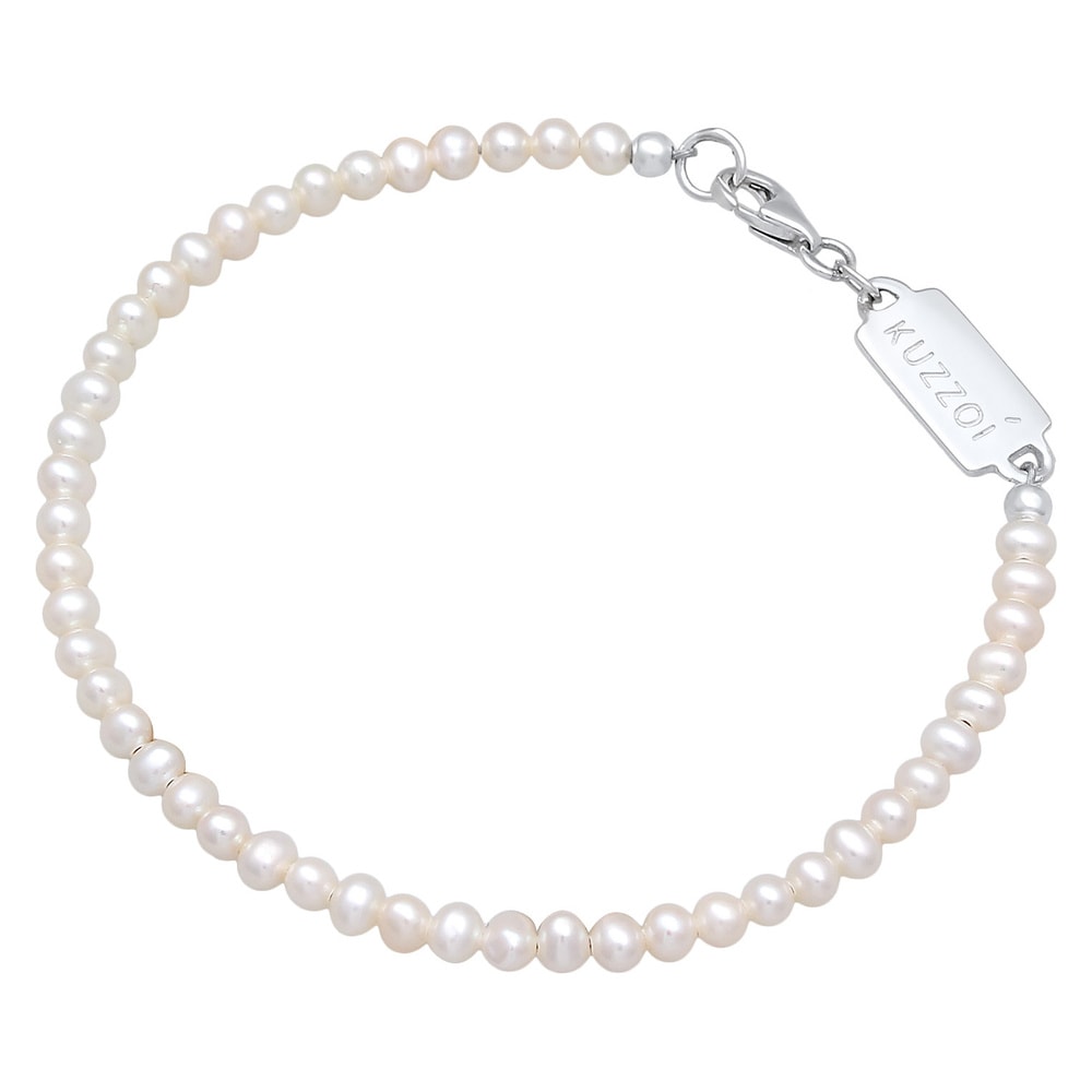 KUZZOI KUZZOI Bracelet Hommes tendance vintage avec perles d'eau douce en argent sterlin Bracelet