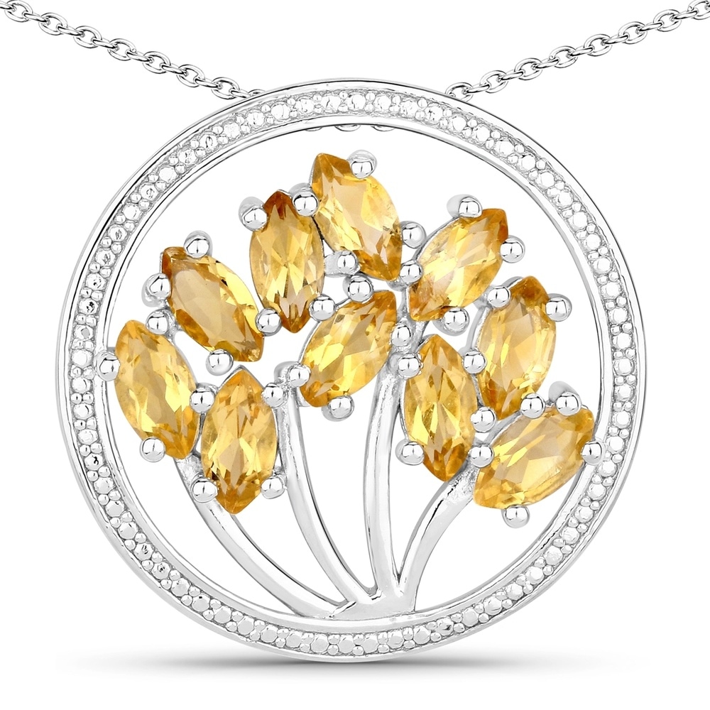 Rafaela Donata Chaîne Tree of Life Argent sterling Citrine en Argent Bijoux