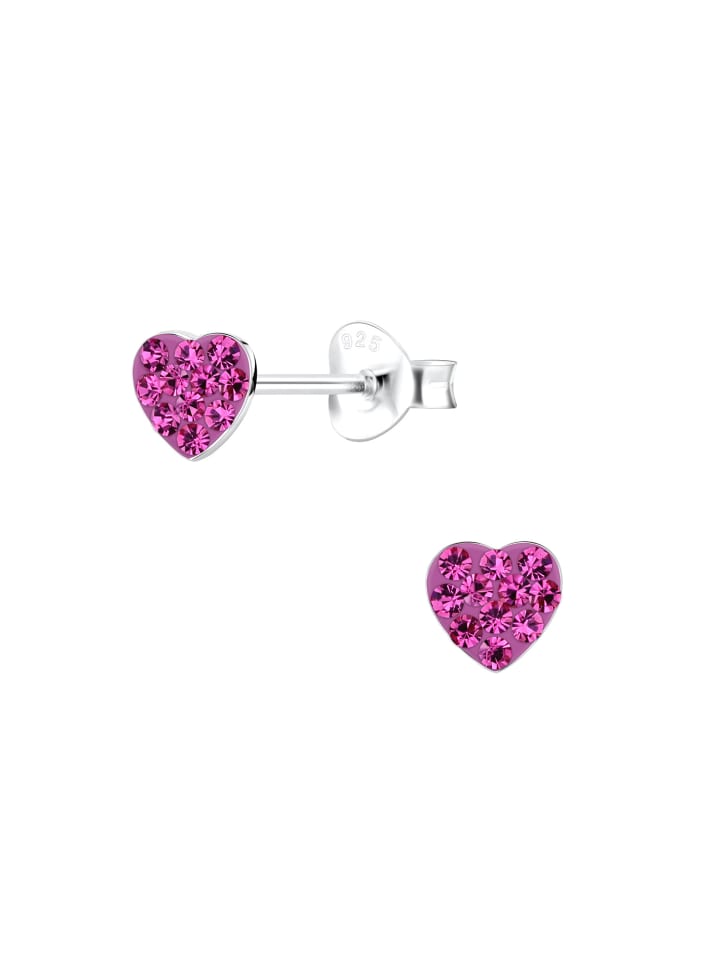 Alexander York Ohrringe, Ohrstecker HERZ mit Kristall in fuchsia in 925 Sterling Silber, 2-tlg. günstig kaufen onesize