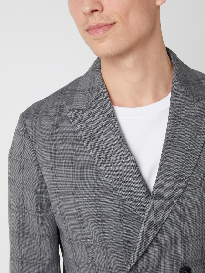 Slim Fit Sakko mit 2-reihiger Knopfleiste Modell 'Boston' in mittelgrau