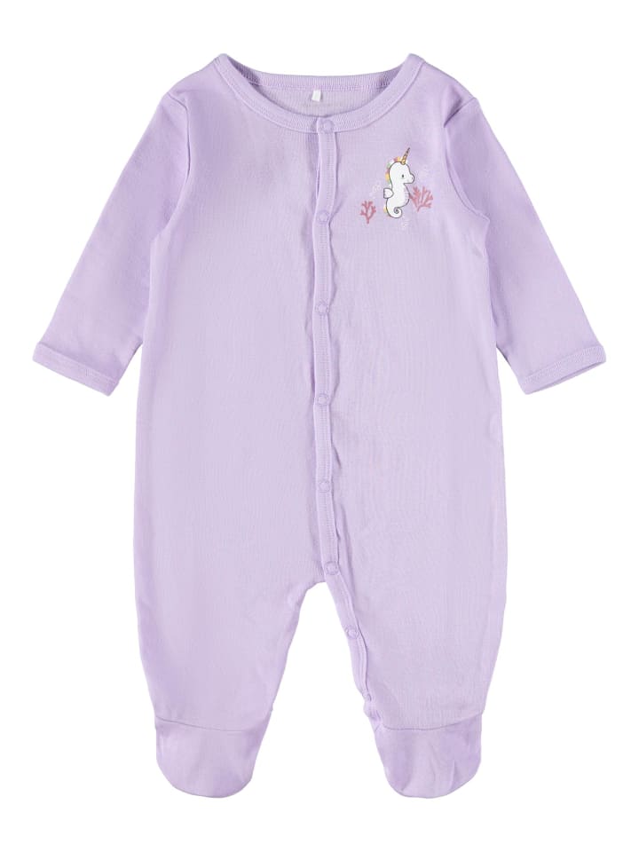 name it Baby Schlafanzug Einhorn für Mädchen mit Druckknopf in Lila günstig kaufen