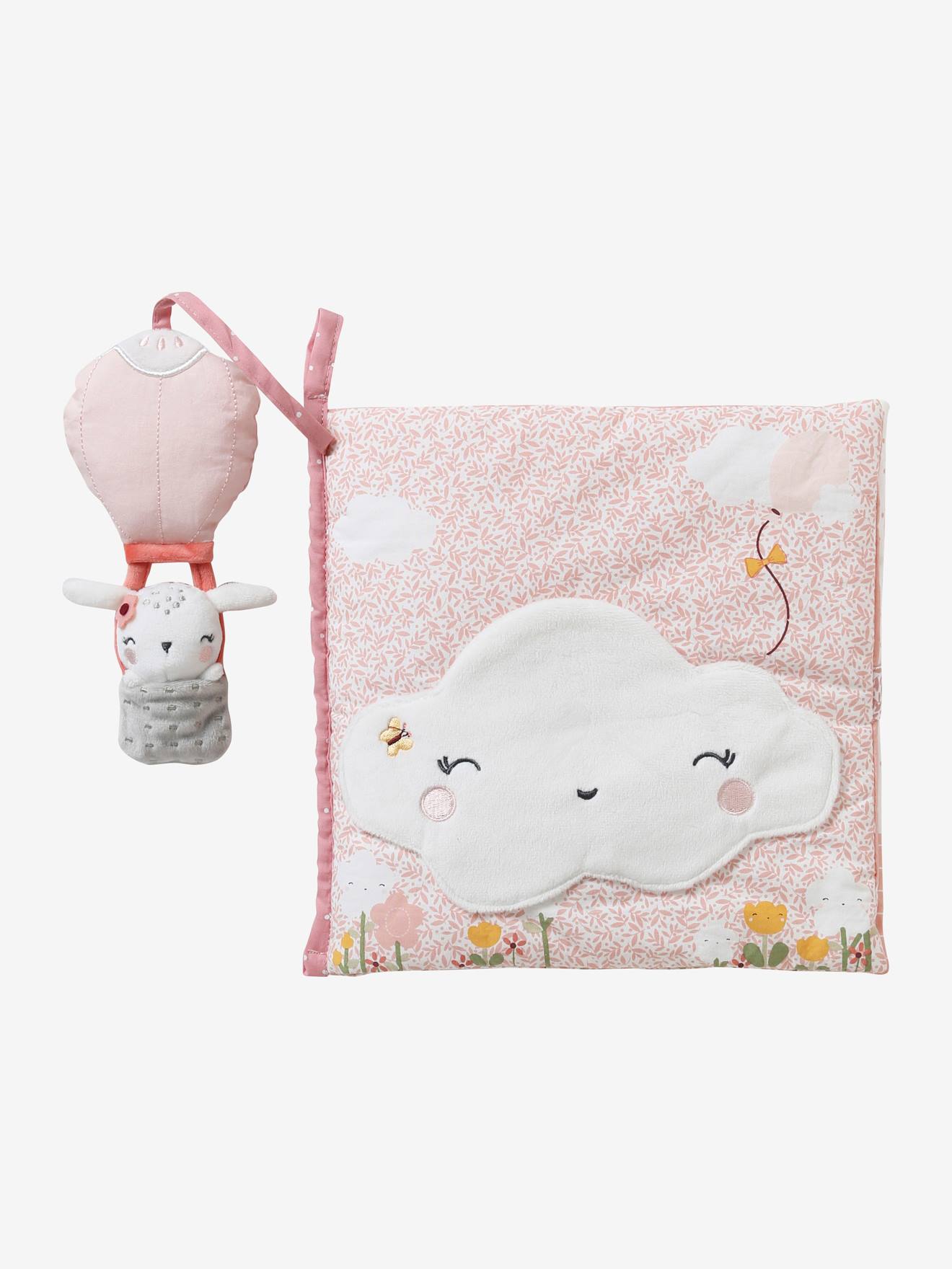 Vertbaudet Baby Stoffbuch mit Plüschtieren ROSA WELT - mehrfarbig