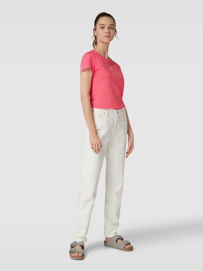 T-Shirt mit Label-Print Modell 'MICRO MONOLOGO' in pink