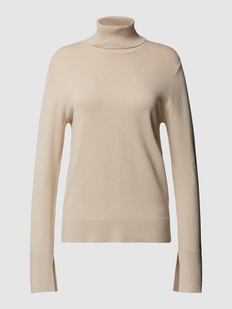 Strickpullover aus Viskose-Mix mit Rollkragen in sand