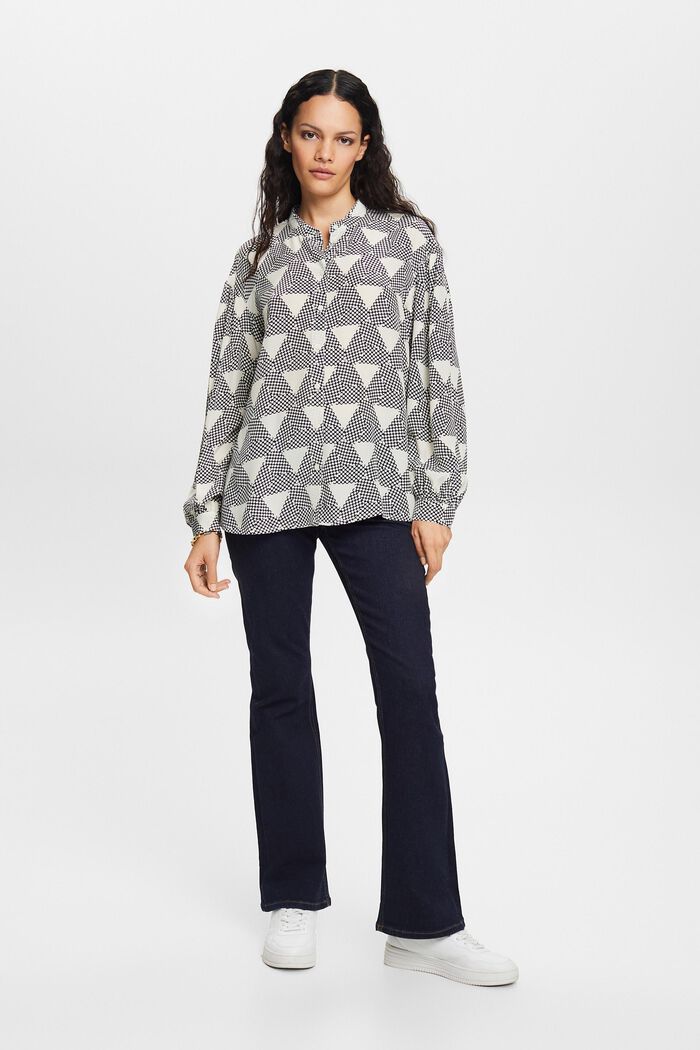 Gemusterte Bluse, 100 % Seide