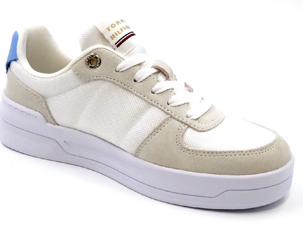 TOMMY HILFIGER Freizeit Schnürer weiss Basket Sneaker With Webbing