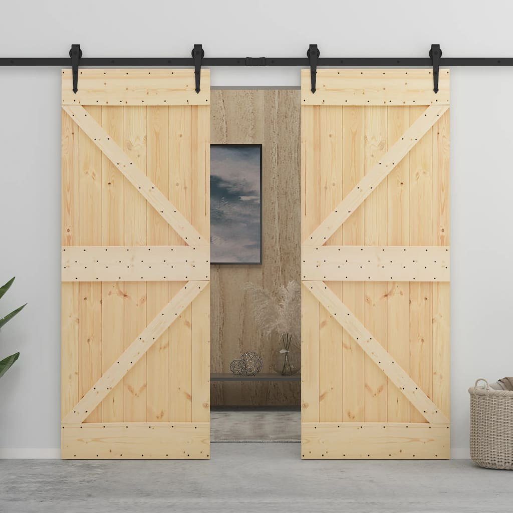 vidaXL Schiebetür Schiebetür mit Beschlag 80x210 cm Kiefer Massivholz (1-St)