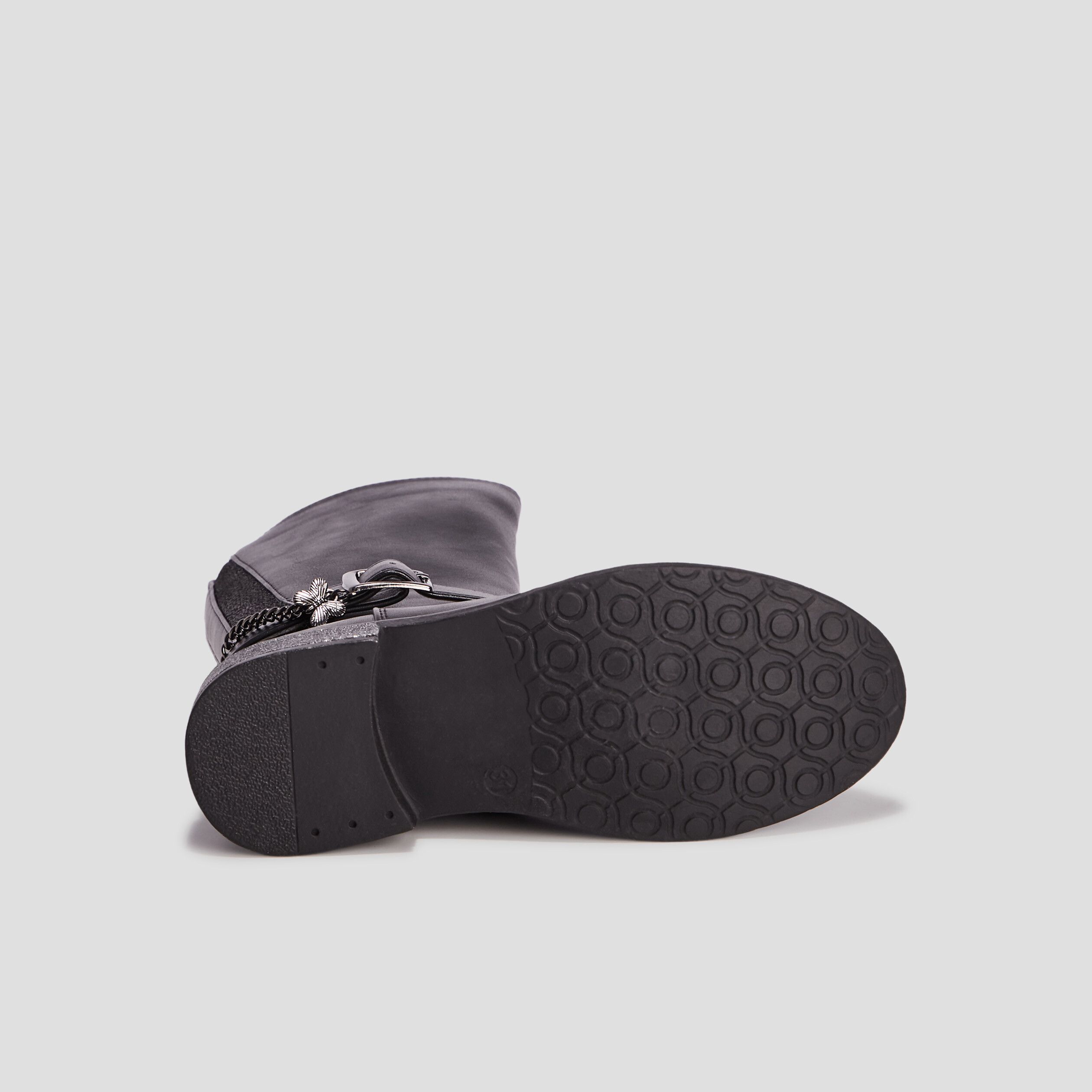 Bottes zippées avec chaînes et brides noir fille | La Halle